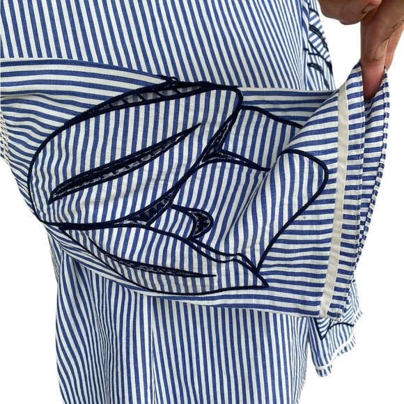 Tanya Taylor Blue Martine Striped Seersucker Blouse - Picture 4 of 9